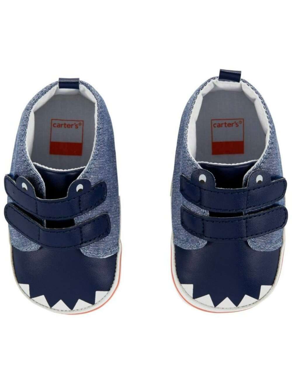 Carters Infant Shark Shoes 0-3 Months Blue Multi Velcro Strap Baby Sneakers